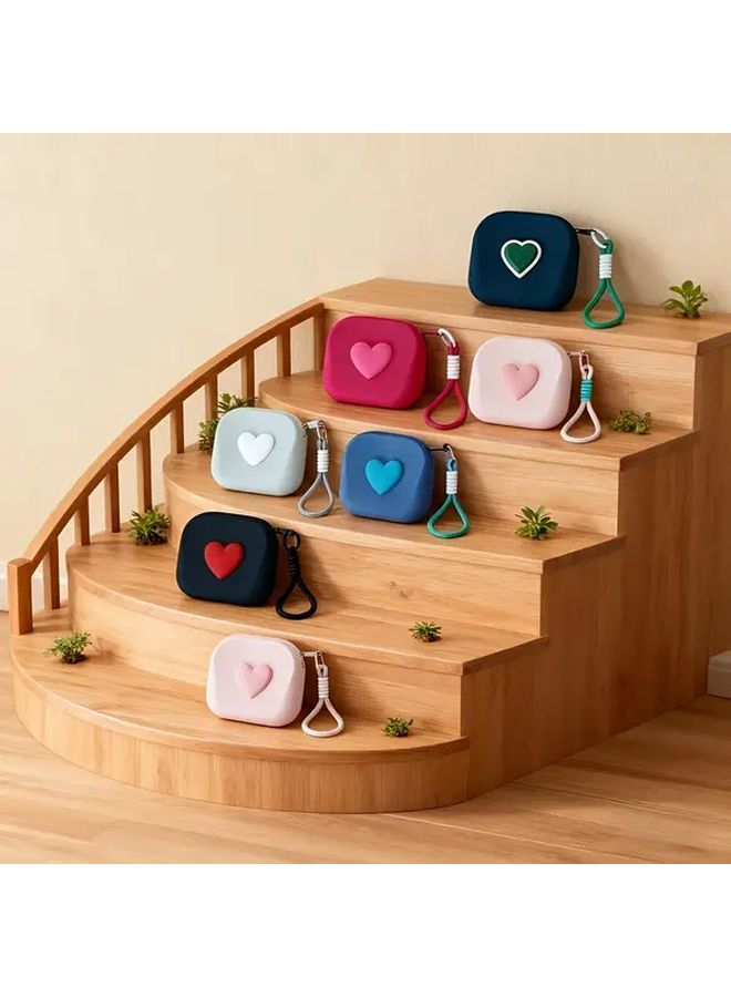 Green Mini Heart Shaped Silicone Wallet Coin Purse Portable Storage For Lipstick Keys Cards - Image 2